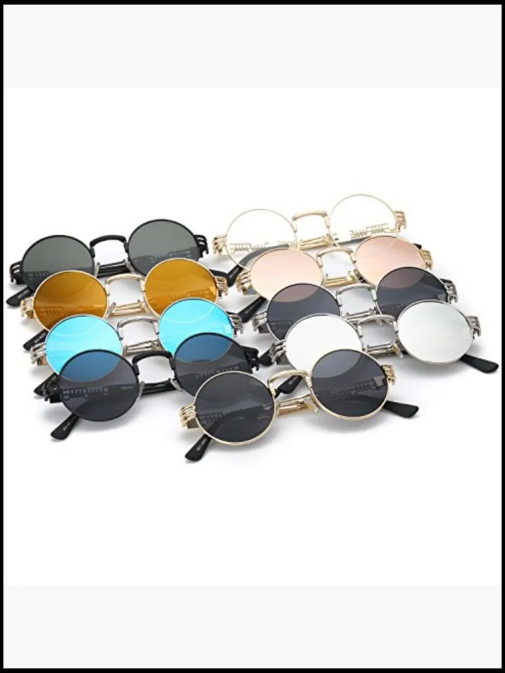 Steampunk Round Sunglasses Metal Frame Circle Shades Non-Polarized UV Protection